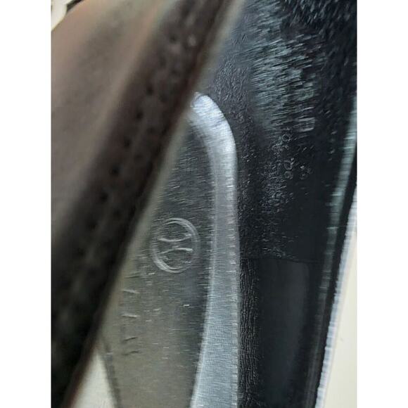 Cole Haan Classic Square Toe Black Leather Pumps Silver Tone Chain Link - Picture 6 of 7